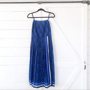 Paisley Pleated Midi Dress